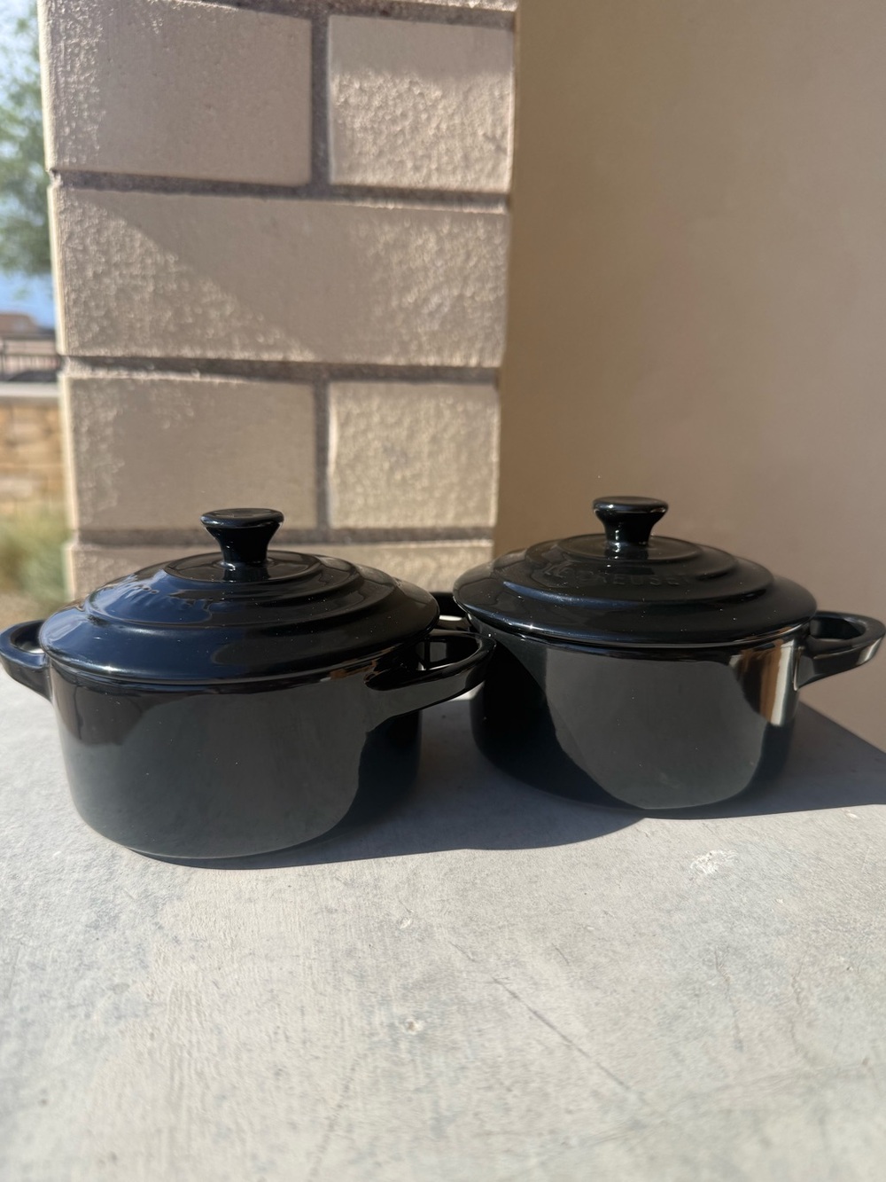 Le Creuset Black Mini Cocotte Stoneware Set of 2 With Lids